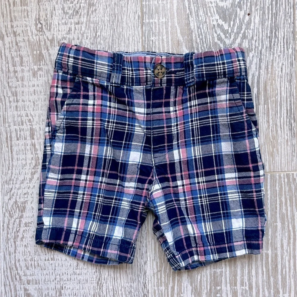 Carter’s toddler plaid pink blue white shorts 3T adjustable waist